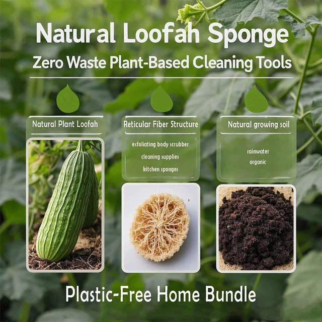 Alt view image 2 of 7 - Organic Luffa Sponge Kitchen Dish Brush Plant Fiber Scrubber Body Exfoliator Face Washcloth for Home Cleaning
