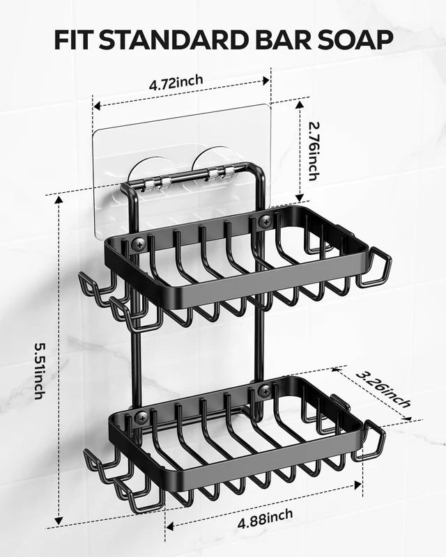 Alt view image 5 of 7 - Self-Adhesive Shower Bar Soap Rack, Wall-Mounted Soap Dish