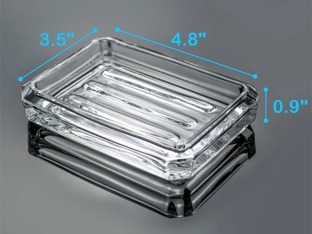 Alt view image 5 of 5 - Durable Bar Holder for Bathroom Sink and Kitchen, Transparent Glass Soap Tray