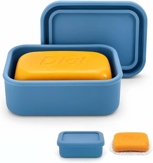 Alt view image 2 of 7 - Lightweight Holder for Gym Camping, Durable Portable Bar Soap Container with Drainage Tray, Waterproof Silicone Soap Box for Travel