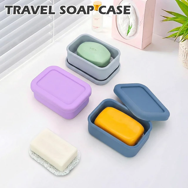 Alt view image 5 of 7 - Lightweight Holder for Gym Camping, Durable Portable Bar Soap Container with Drainage Tray, Waterproof Silicone Soap Box for Travel