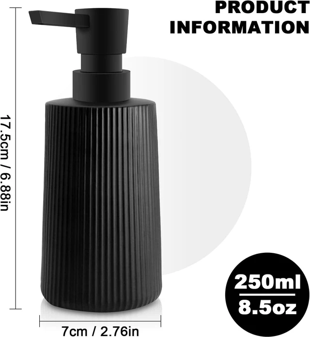 Alt view image 2 of 6 - Modern Farmhouse Striped Glass Hand and Dish Soap Dispenser with Pump for Kitchen Bathroom