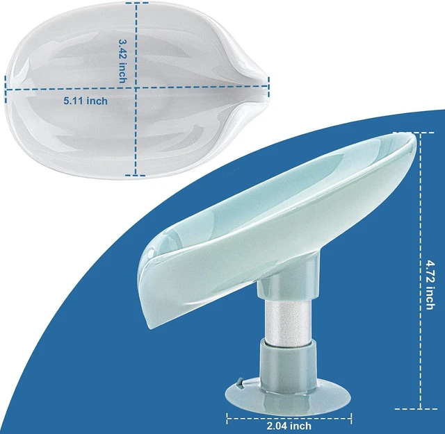 Alt view image 6 of 7 - Bathroom & Kitchen Sink, No-Drill Easy-Clean Bar Soap Holder for Shower, Leaf-Shaped Self-Draining Soap Dish with Suction Cup