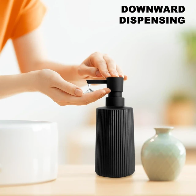 Alt view image 5 of 6 - Modern Farmhouse Striped Glass Hand and Dish Soap Dispenser with Pump for Kitchen Bathroom