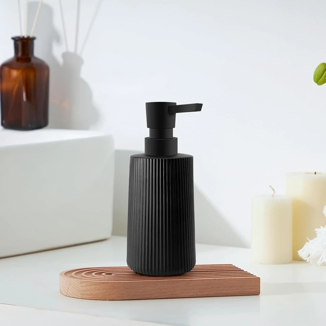 Alt view image 6 of 6 - Modern Farmhouse Striped Glass Hand and Dish Soap Dispenser with Pump for Kitchen Bathroom