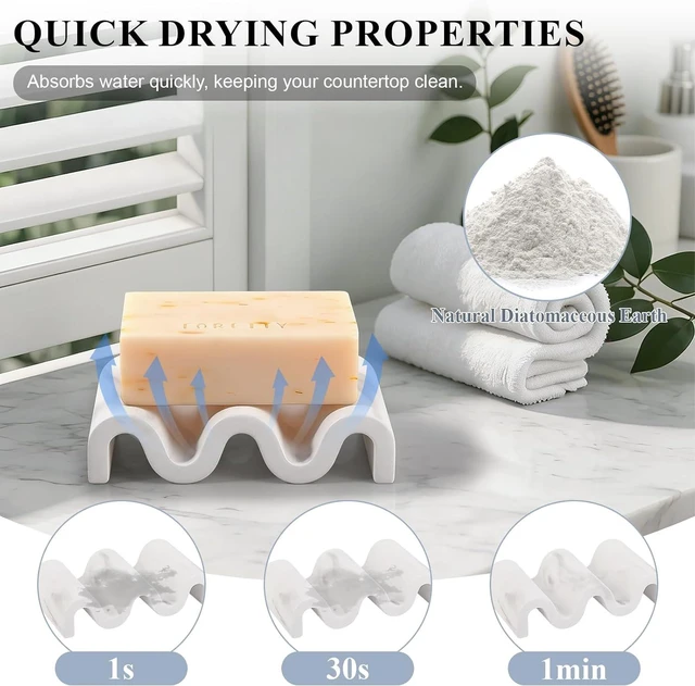 Alt view image 7 of 7 - Marble Diatomite Soap Tray Fast Drying Bar Holder