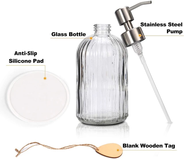 Alt view image 2 of 7 - Heavy-Duty Glass Soap Pump with Silicone Base Durable Stainless Steel Mechanism Multi-Purpose Dispenser for Kitchen and Bathroom Use
