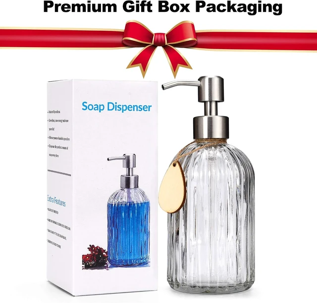 Alt view image 4 of 7 - Heavy-Duty Glass Soap Pump with Silicone Base Durable Stainless Steel Mechanism Multi-Purpose Dispenser for Kitchen and Bathroom Use