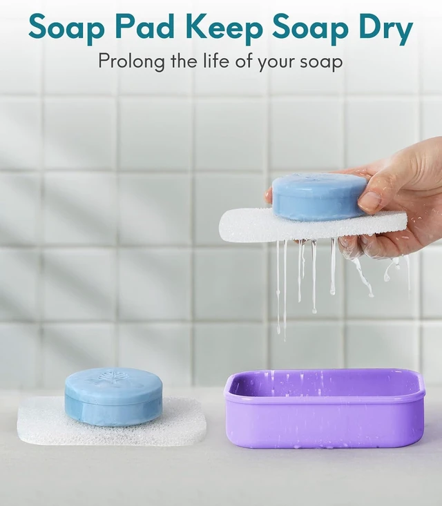 Alt view image 5 of 7 - Bathroom & Outdoor Use, Gym, Enhanced Soap Container for Camping, Large Leakproof Travel Soap Case with Draining Layer, Silicone Solid Shampoo Bar Holder