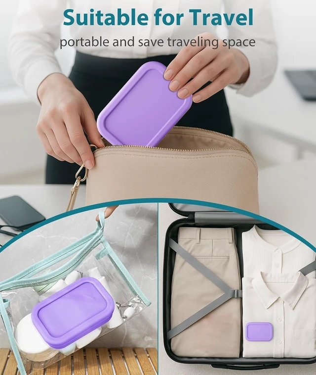 Alt view image 7 of 7 - Bathroom & Outdoor Use, Gym, Enhanced Soap Container for Camping, Large Leakproof Travel Soap Case with Draining Layer, Silicone Solid Shampoo Bar Holder