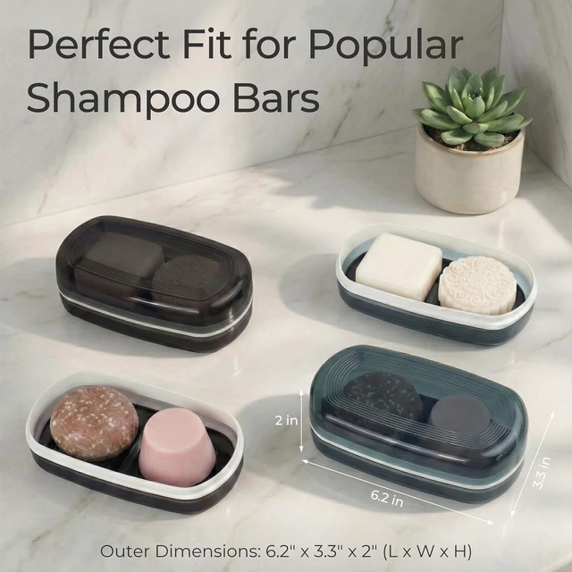 Alt view image 3 of 7 - Bathroom Shampoo Bar Holder, Large Soap Dish with Drainage Tray