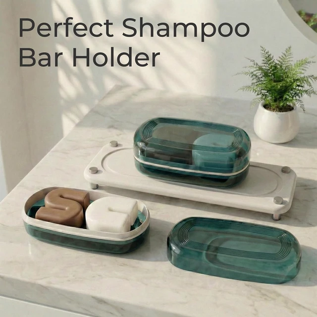 Alt view image 4 of 7 - Bathroom Shampoo Bar Holder, Large Soap Dish with Drainage Tray