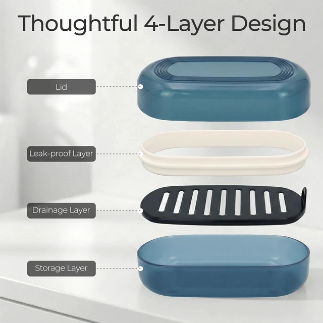 Alt view image 7 of 7 - Bathroom Shampoo Bar Holder, Large Soap Dish with Drainage Tray