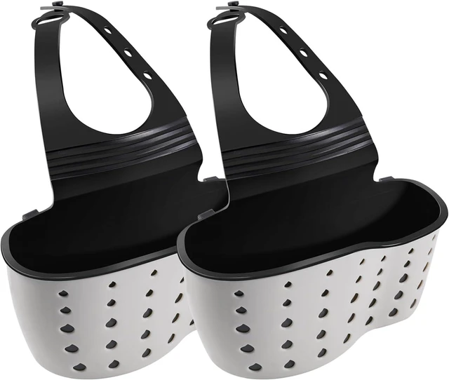 Main image of Kitchen Sink Caddy Organizer, Adjustable Faucet Sponge Holder with Drain Holes