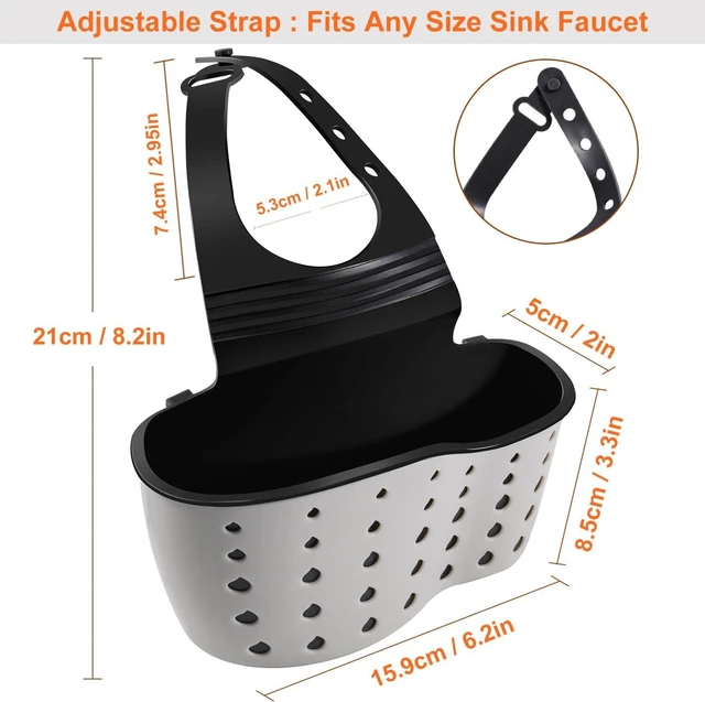 Alt view image 4 of 7 - Kitchen Sink Caddy Organizer, Adjustable Faucet Sponge Holder with Drain Holes