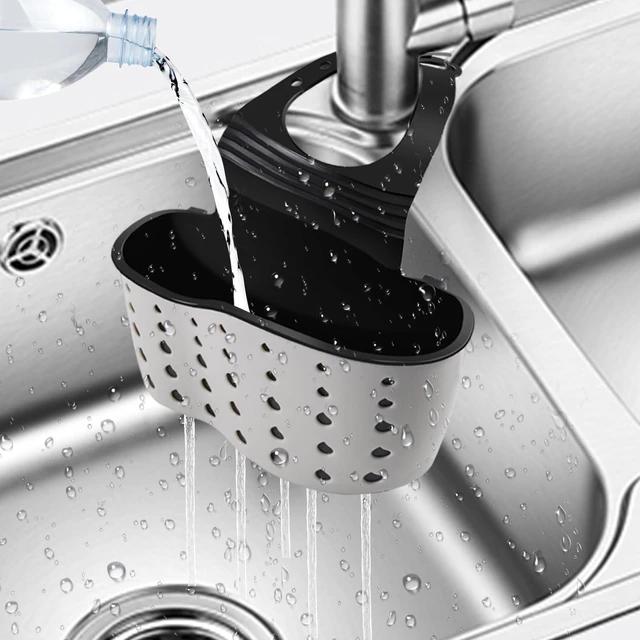 Alt view image 6 of 7 - Kitchen Sink Caddy Organizer, Adjustable Faucet Sponge Holder with Drain Holes