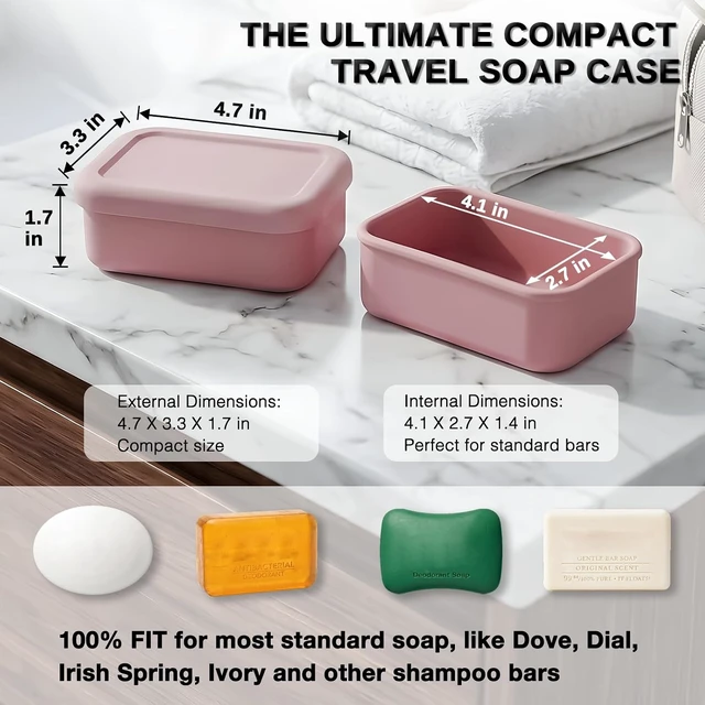 Alt view image 4 of 7 - Waterproof Silicone Portable Soap Box with Drainage Tray - Travel Bar Soap Container for Gym Camping & Carry-on