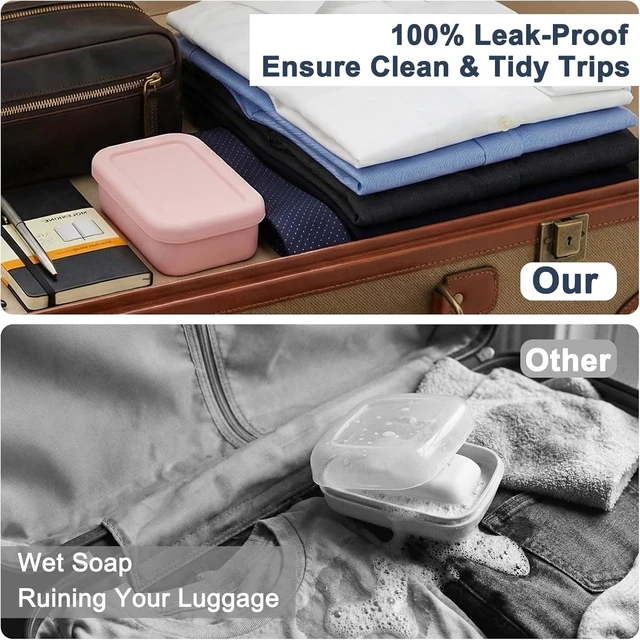 Alt view image 6 of 7 - Waterproof Silicone Portable Soap Box with Drainage Tray - Travel Bar Soap Container for Gym Camping & Carry-on