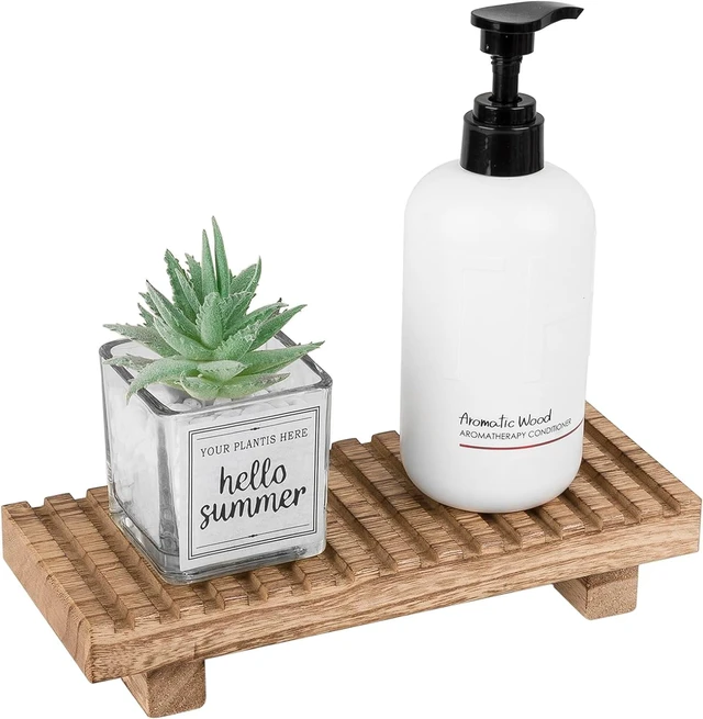 Main image of Rustic Farmhouse Wooden Bathroom Tray Stand Decor
