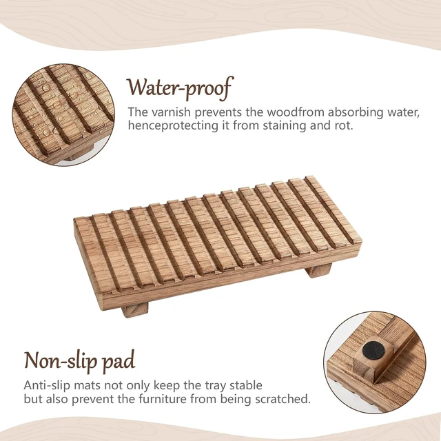 Alt view image 3 of 7 - Rustic Farmhouse Wooden Bathroom Tray Stand Decor