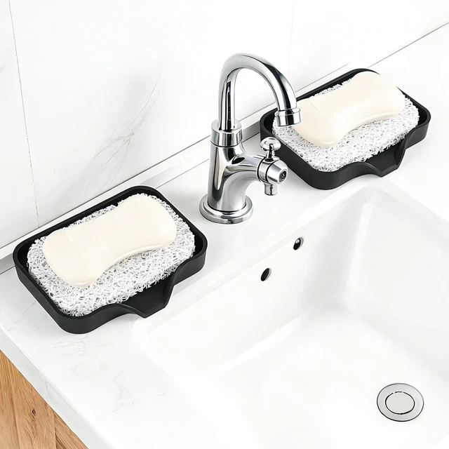 Alt view image 5 of 7 - Kitchen and Bathroom Soap Dish Insert, Set of 4 Non-Slip Soap Lifting Pads