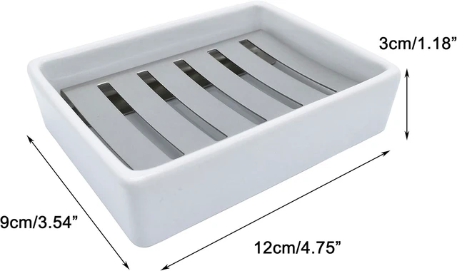 Alt view image 6 of 6 - Stainless Steel Bathroom Soap Holder Ceramic Drain Tray for Shower