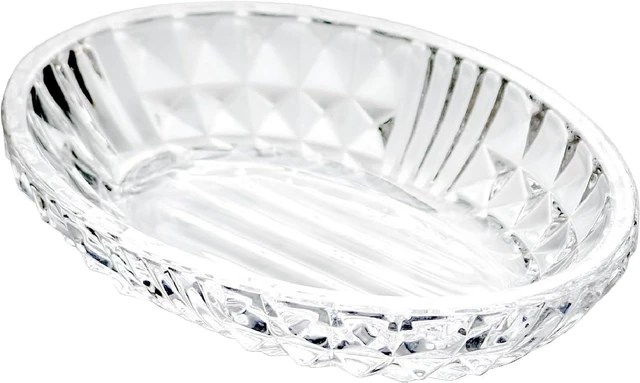Main image of Transparent Glass Bar Soap Holder with Raised Embossed Edges for Bathroom Sink and Kitchen
