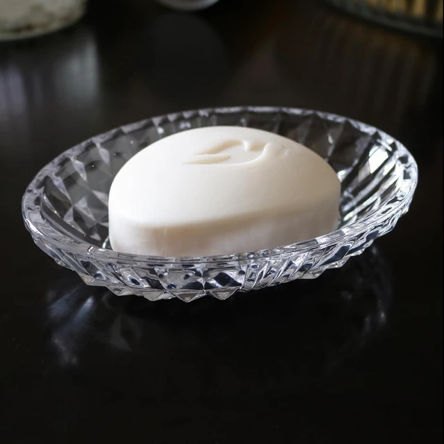 Alt view image 3 of 6 - Transparent Glass Bar Soap Holder with Raised Embossed Edges for Bathroom Sink and Kitchen