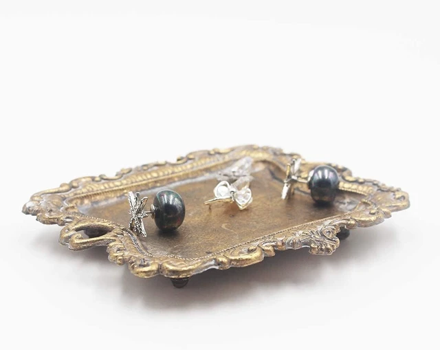 Alt view image 4 of 7 - Retro Gold Metal Trinket Dish & Jewelry Tray - Vintage Style Ring Holder