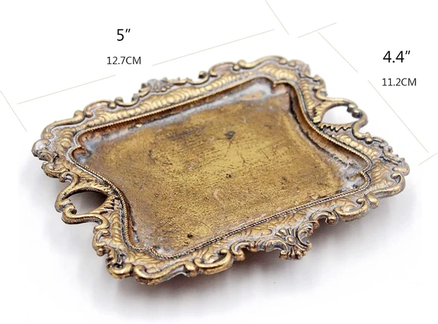 Alt view image 5 of 7 - Retro Gold Metal Trinket Dish & Jewelry Tray - Vintage Style Ring Holder
