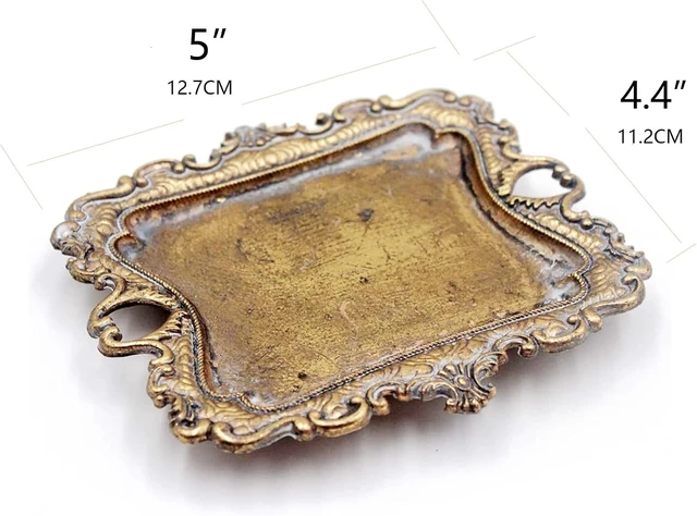 Alt view image 6 of 7 - Retro Gold Metal Trinket Dish & Jewelry Tray - Vintage Style Ring Holder