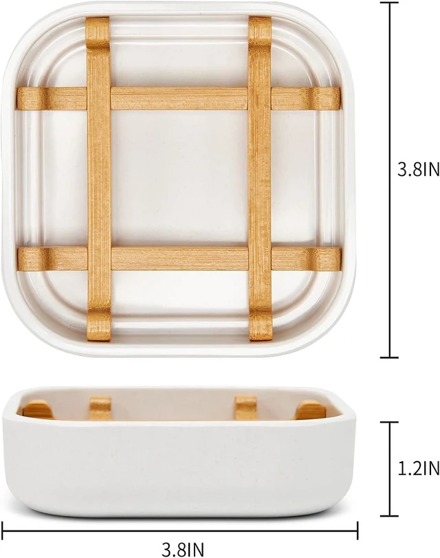 Alt view image 2 of 7 - Ventilated Bamboo Soap Dish Holder with Detachable Tray for Bathroom Sink and Shower