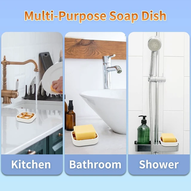 Alt view image 6 of 7 - Ventilated Bamboo Soap Dish Holder with Detachable Tray for Bathroom Sink and Shower