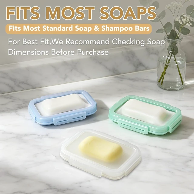Alt view image 6 of 6 - Business Trips, Gym, Leakproof Airtight Silicone Travel Soap Box - Portable & Slim Holder for Camping