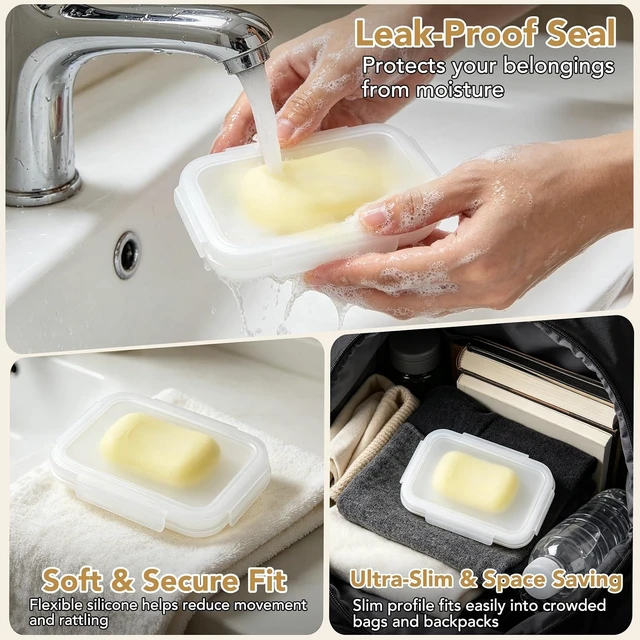 Alt view image 4 of 6 - Business Trips, Gym, Leakproof Airtight Silicone Travel Soap Box - Portable & Slim Holder for Camping