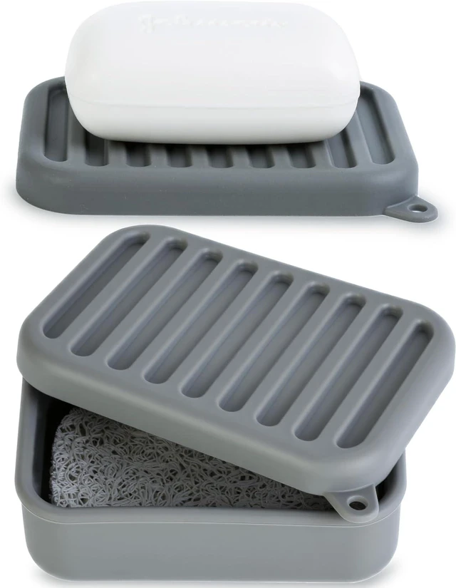 Main image of Compact Holder for Camping Gym Outdoor, Portable Leakproof Silicone Travel Soap Container with Drainage Layer