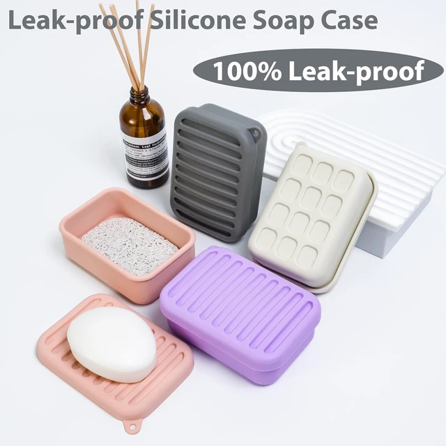 Alt view image 3 of 7 - Compact Holder for Camping Gym Outdoor, Portable Leakproof Silicone Travel Soap Container with Drainage Layer