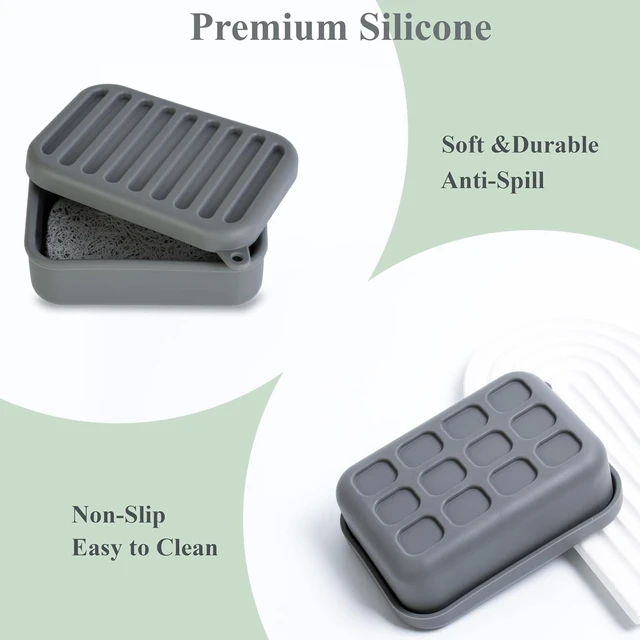 Alt view image 4 of 7 - Compact Holder for Camping Gym Outdoor, Portable Leakproof Silicone Travel Soap Container with Drainage Layer