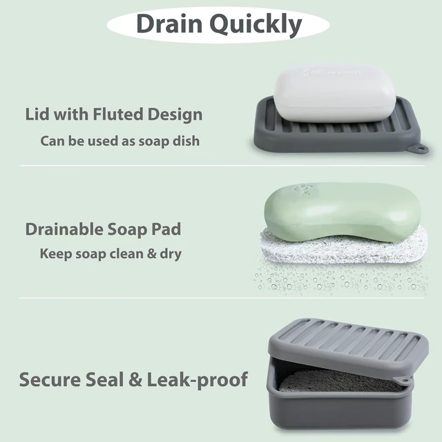 Alt view image 5 of 7 - Compact Holder for Camping Gym Outdoor, Portable Leakproof Silicone Travel Soap Container with Drainage Layer