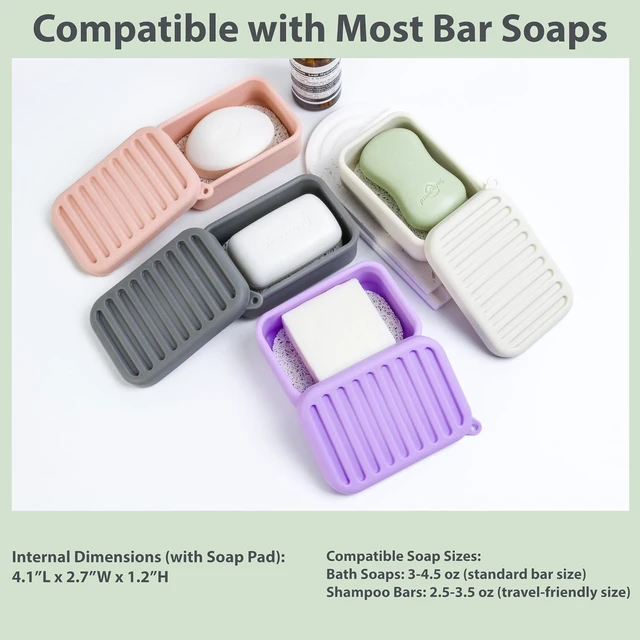 Alt view image 7 of 7 - Compact Holder for Camping Gym Outdoor, Portable Leakproof Silicone Travel Soap Container with Drainage Layer