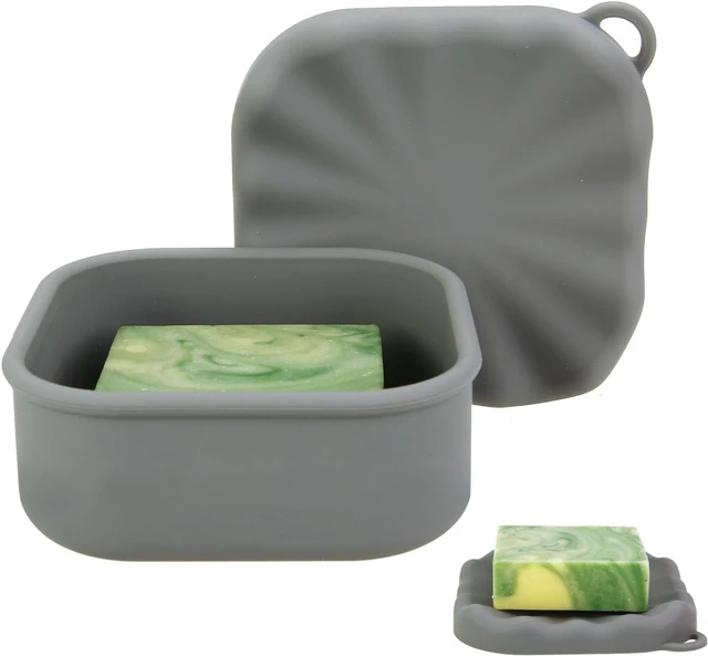 Main image of Bar Soap Storage Box, Silicone Square Soap Container for Travel