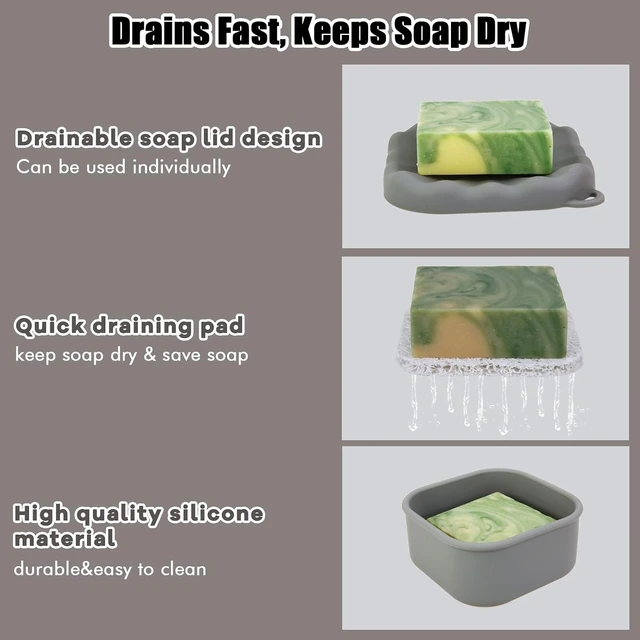 Alt view image 4 of 7 - Bar Soap Storage Box, Silicone Square Soap Container for Travel
