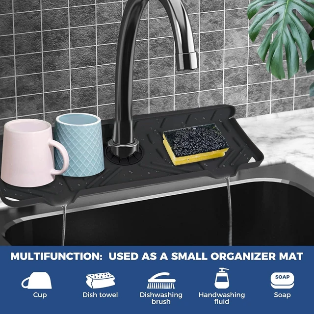 Alt view image 6 of 7 - Silicone Faucet Handle Drip Catcher Drying Tray Mat Dish Soap Sponge Holder Accessories Gadgets for Kitchen Counter Bathroom Sink Splash Guard