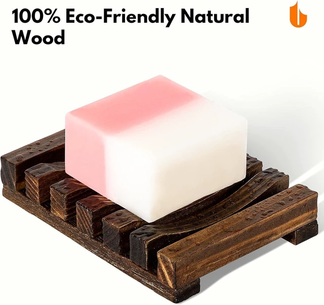 Alt view image 2 of 6 - Plastic-Free & Biodegradable Drainage Tray, Eco-Friendly Solid Wood Soap Holder for Bathroom