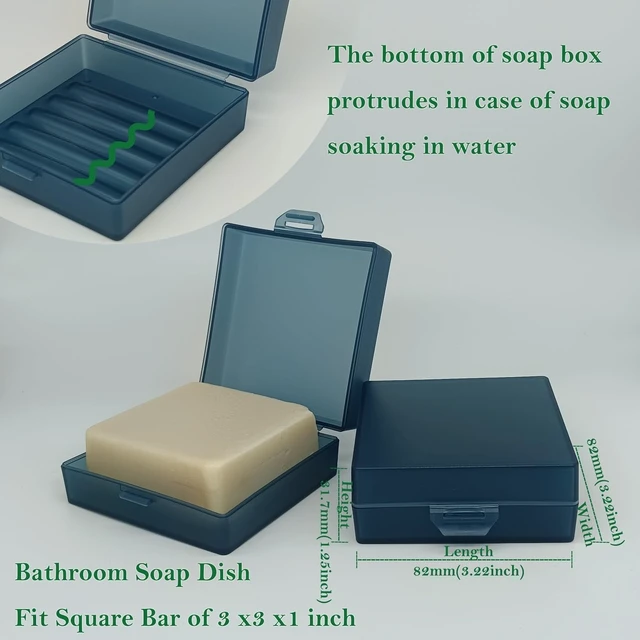 Alt view image 4 of 6 - Portable Bar Container for Travel Camping Gym Bathroom, Dual Pack Waterproof Soap Case with Lid