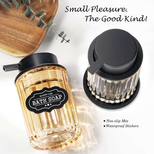 Alt view image 2 of 7 - Amber Glass Foaming Soap Dispenser Set