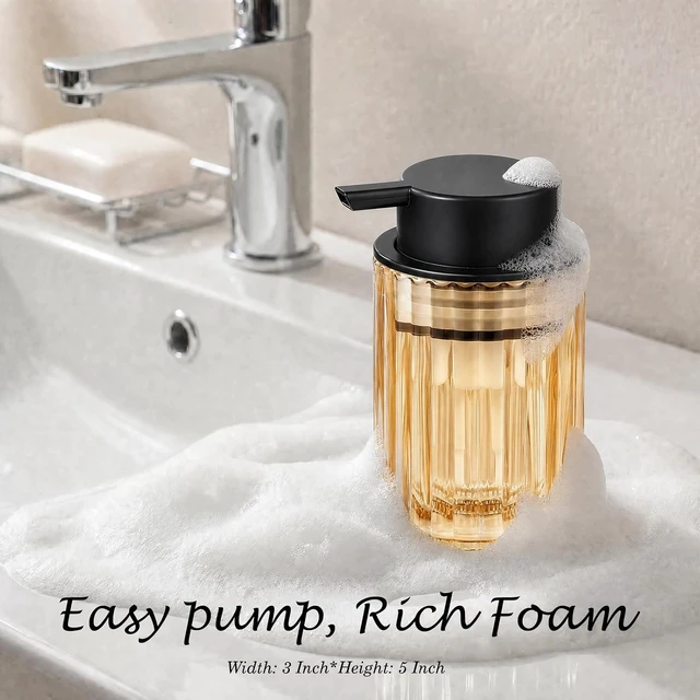 Alt view image 3 of 7 - Amber Glass Foaming Soap Dispenser Set