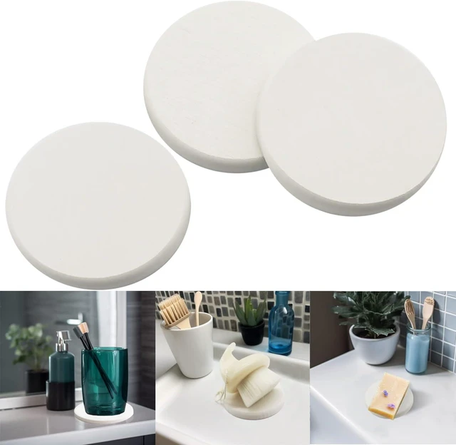 Main image of and Bottles, Cups, Quick-Drying Absorbent Stone Soap Dish & Coaster for Hand Soap, Diatomite Sink Tray