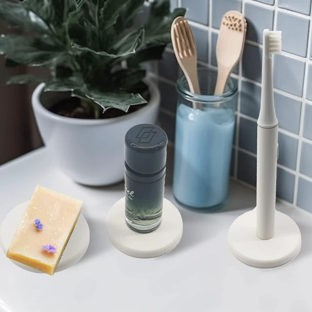 Alt view image 2 of 7 - and Bottles, Cups, Quick-Drying Absorbent Stone Soap Dish & Coaster for Hand Soap, Diatomite Sink Tray
