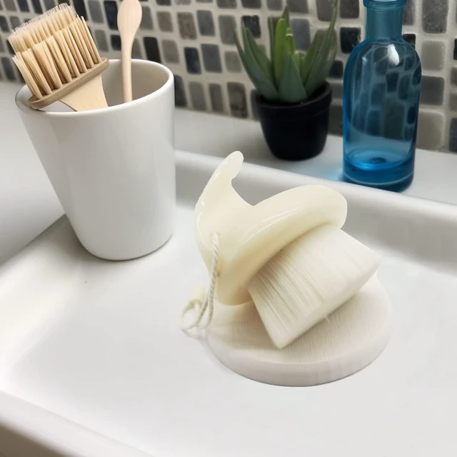 Alt view image 5 of 7 - and Bottles, Cups, Quick-Drying Absorbent Stone Soap Dish & Coaster for Hand Soap, Diatomite Sink Tray